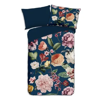 Lenjerie de pat albastru-A(R)nchis din bumbac satinat pentru pat de o persoanA140x200 cm aEURDescanso imagine