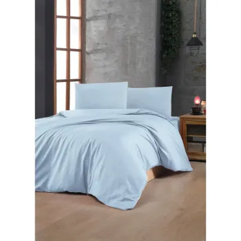 Lenjerie de pat albastru-deschis din bumbac ranforce pentru pat dublu 200x200 cm - Mijolnir imagine