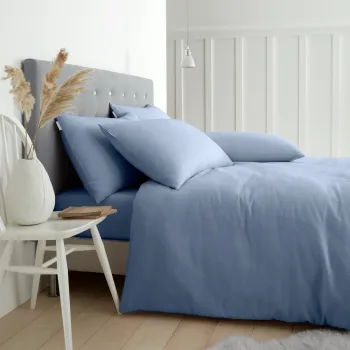 Lenjerie de pat albastru-deschis din flanela pentru pat dublu/extinsa 230x220 cm Brushed - Catherine Lansfield imagine