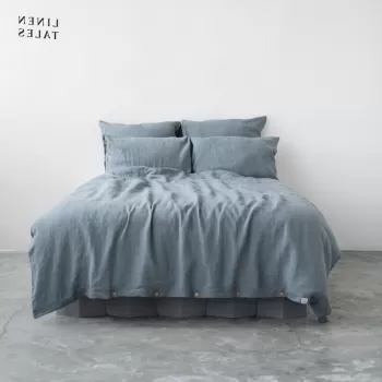 Lenjerie de pat albastru-deschis din in pentru pat dublu 200x200 cm - Linen Tales imagine