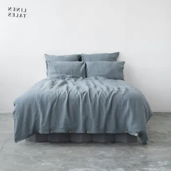 Lenjerie de pat albastru-deschis din in pentru pat dublu/extinsa 200x220 cm - Linen Tales imagine