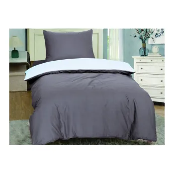Lenjerie de pat albastru-deschis/gri din bumbac pentru pat de o persoana 140x200 cm Lorenzo - Cotton House imagine