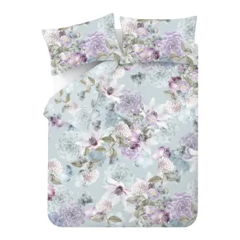 Lenjerie de pat albastru-deschis pentru pat dublu 200x200 cm Floral Serenity - RHS imagine