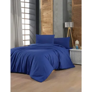 Lenjerie de pat albastru-inchis din bumbac pentru pat dublu 200x200 cm - Mijolnir imagine