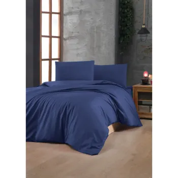 Lenjerie de pat albastru-inchis din bumbac ranforce pentru pat de o persoana 140x200 cm - Mijolnir imagine