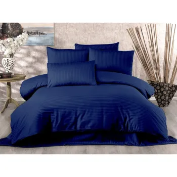Lenjerie de pat albastru-inchis din bumbac satinat pentru pat de o persoana 140x200 cm Lilyum - Mijolnir imagine