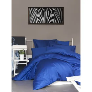 Lenjerie de pat albastru-inchis din bumbac satinat pentru pat de o persoana 140x200 cm - Mijolnir imagine