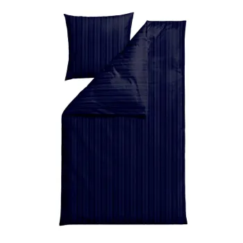 Lenjerie de pat albastru-inchis din damasc pentru pat de o persoana, extinsa 140x220 cm Noble - Sodahl imagine