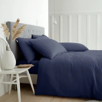 Lenjerie de pat albastru-inchis din flanela pentru pat dublu/extinsa 230x220 cm Brushed - Catherine Lansfield imagine