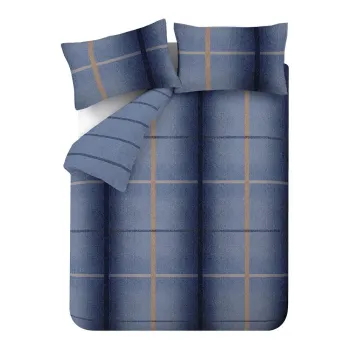 Lenjerie de pat albastru-inchis din flanela pentru pat dublu/extinsa 230x220 cm Melrose Tweed Check - Catherine Lansfield imagine