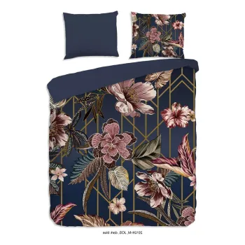 Lenjerie de pat albastru-inchis din microfibra pentru pat dublu/extinsa 200x220 cm Jos - Good Morning imagine