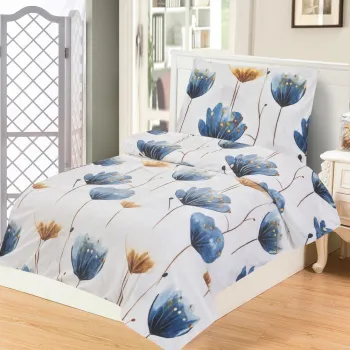 Lenjerie de pat albastru-inchis din microplus/cocolino pentru pat de o persoana 140x200 cm Marbella - My House imagine