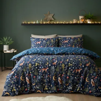 Lenjerie de pat albastru-inchis pentru pat dublu/extinsa 230x220 cm Enchanted Twilight - Catherine Lansfield imagine