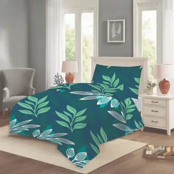 Lenjerie de pat albastru petrol din bumbac pentru pat de o persoana 140x200 cm Leona - Cotton House imagine