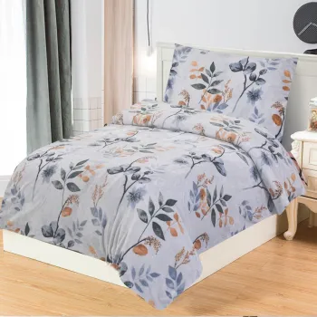 Lenjerie de pat albastru prafuit din microplus/cocolino pentru pat de o persoana 140x200 cm Greta - My House imagine