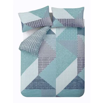Lenjerie de pat albastru-verde pentru pat dublu 200x200 cm Larsson Geo - Catherine Lansfield imagine