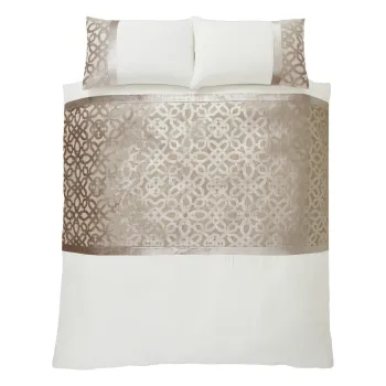 Lenjerie de pat bej-crem din catifea pentru pat dublu 200x200 cm Lattice Cut - Catherine Lansfield imagine