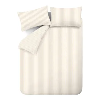 Lenjerie de pat bej/crem din flanela pentru pat dublu/extinsa 230x220 cm Stripe - Catherine Lansfield imagine