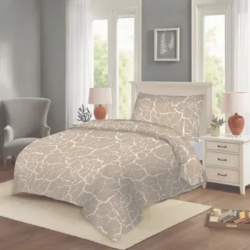 Lenjerie de pat bej din bumbac pentru pat de o persoana 140x200 cm Artus - Cotton House imagine