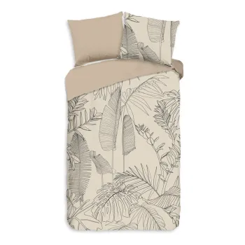 Lenjerie de pat bej din bumbac pentru pat de o persoana/extinsa 140x220 cm Sym - Good Morning imagine