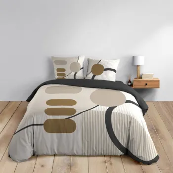 Lenjerie de pat bej din bumbac pentru pat dublu/extinsa 240x220 cm Santana - douceur d'interieur imagine