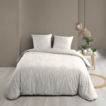 Lenjerie de pat bej din bumbac pentru pat dublu/extinsa cu 3 piese 240x220 cm Morgane - douceur d'interieur imagine