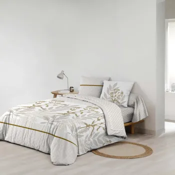 Lenjerie de pat bej din bumbac pentru pat dublu/extinsa cu cearceaf inclus/cu 6 piese 240x220 cm Raoni - douceur d'interieur imagine