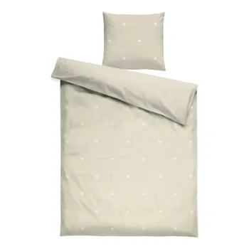 Lenjerie de pat bej din bumbac percal pentru pat de o persoana 140x200 cm Christmas Fable - JUNA imagine