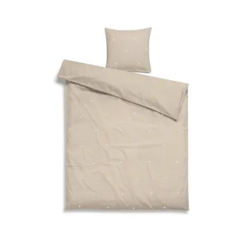 Lenjerie de pat bej din bumbac percal pentru pat de o persoana 140x200 cm Daisy - JUNA imagine