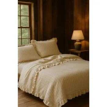 Lenjerie de pat bej din bumbac ranforcA(C) pentru pat de o persoanA140x200 cm Amalia Striped aEURMila Home Luxury imagine