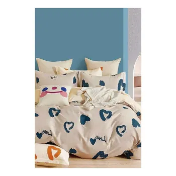 Lenjerie de pat bej din bumbac ranforce pentru pat de o persoana/extinsa cu cearceaf inclus/cu 3 piese 160x220 cm Amore - Mila Home imagine