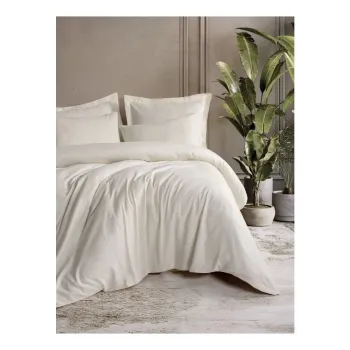 Lenjerie de pat bej din bumbac ranforce pentru pat dublu/extinsa 240x220 cm Checkered - Mila Home Luxury imagine