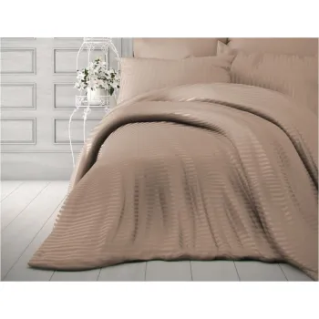 Lenjerie de pat bej din bumbac satinat pentru pat de o persoana 140x200 cm Lilyum - Mijolnir imagine