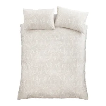 Lenjerie de pat bej din catifea pentru pat dublu, extinsa 230x220 cm Bridgerton Regal Birds - Catherine Lansfield imagine