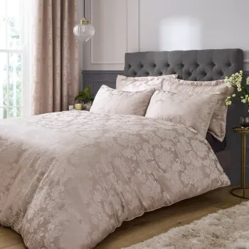 Lenjerie de pat bej din damasc pentru pat dublu 200x200 cm Damask Jacquard - Catherine Lansfield imagine