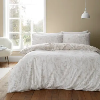 Lenjerie de pat bej din flanela pentru pat de o persoana 135x200 cm Floral Toile - Bianca imagine