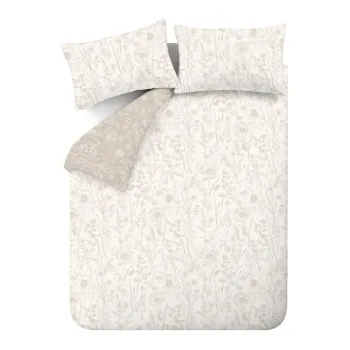 Lenjerie de pat bej din flanela pentru pat dublu/extinsa 230x220 cm Floral Toile - Bianca imagine