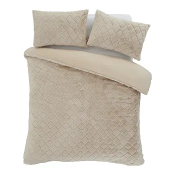 Lenjerie de pat bej din microplus pentru pat dublu 200x200 cm Cosy Diamond - Catherine Lansfield imagine