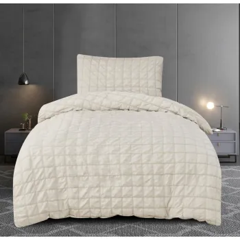 Lenjerie de pat bej din tesatura crep pentru pat de o persoana 140x200 cm Naomi - My House imagine