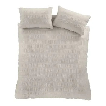 Lenjerie de pat bej din tesatura crep pentru pat dublu/extinsa 230x220 cm Seersucker - Catherine Lansfield imagine