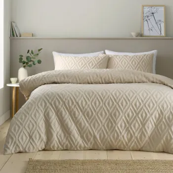 Lenjerie de pat bej pentru pat de o persoana 135x200 cm Jacob Geo - Catherine Lansfield imagine