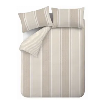 Lenjerie de pat bej pentru pat de o persoanA135x200 cm Banded Stripe aEURCatherine Lansfield imagine