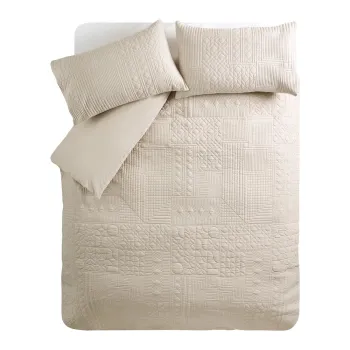 Lenjerie de pat bej pentru pat dublu 200x200 cm Folkstone Geo - Catherine Lansfield imagine