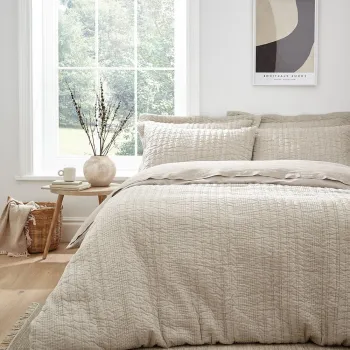 Lenjerie de pat bej pentru pat dublu 200x200 cm Tamba Stripe - Pineapple Elephant imagine