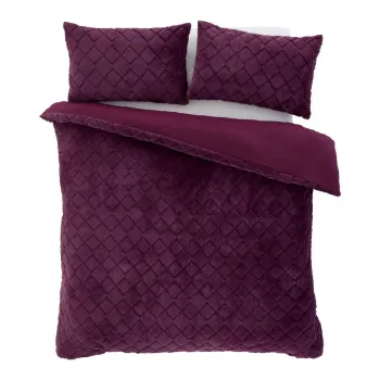 Lenjerie de pat burgundy din microplus pentru pat de o persoana 135x200 cm Cosy Diamond - Catherine Lansfield imagine