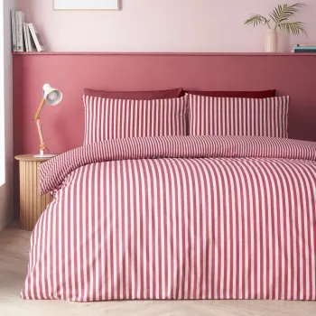 Lenjerie de pat burgundy pentru pat de o persoana 135x200 cm Epping Textured Stripe - Catherine Lansfield imagine