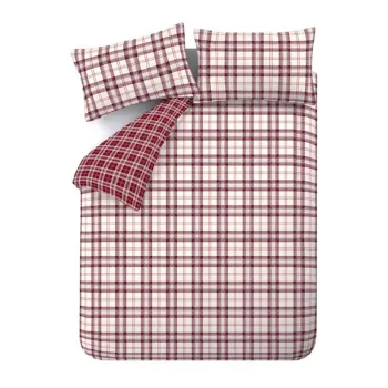 Lenjerie de pat burgundy pentru pat dublu/extinsa 230x220 cm Kelso Check - Catherine Lansfield imagine