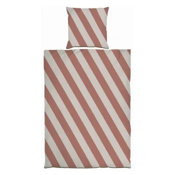 Lenjerie de pat caramizie/bej din bumbac satinat pentru pat de o persoana 140x200 cm Diagonal - Mette Ditmer Denmark imagine