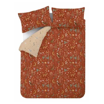 Lenjerie de pat caramizie pentru pat dublu/extinsa 230x220 cm Enchanted Twilight Animals - Catherine Lansfield imagine