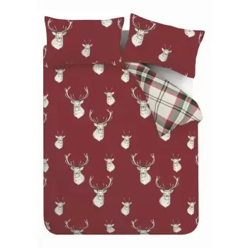 Lenjerie de pat Catherine Lansfield Munro Stag, 200 x 200 cm, rosu imagine